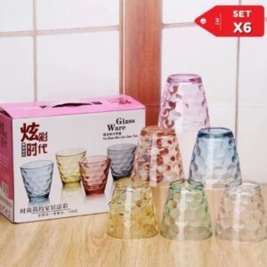 SET DE 6 VASOS DE VIDRIO ARCOIRIS L-673