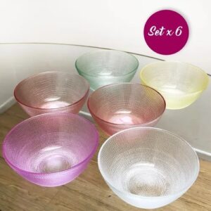 SET DE 6 BOWLS DE VIDRIO SIN TAPA L-348