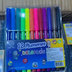 SET DE 12 PLUMONES DELGADOS L-2380