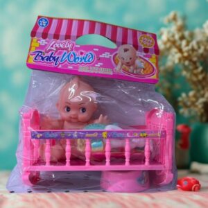 JUGUETE SET DE BEBE EN CUNA CON ACCESORIOS JU-338