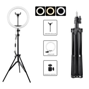 ARO DE LUZ LED 26 CM LUZ BLANCA +TRIPODE L-1545