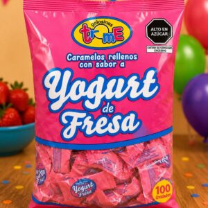 BOLSA DE 100 CARAMELOS RELLENO YOGURT FRESA L-2770