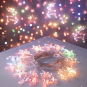CORTINA LUCES MULTICOLOR ESTRELLAS + RENOS 3M L-2942