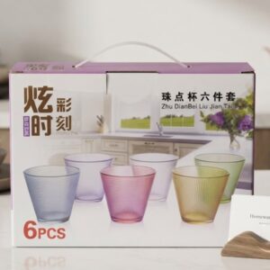 SET DE 6 VASOS DE VIDRIO ARCOIRIS L-673