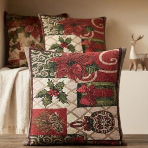 FUNDA DE COJIN NAVIDEÑO BORDADO 45x45CM L-2230