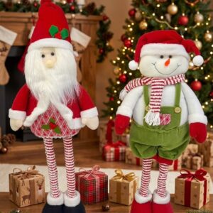 DUO PAPA NOEL + MUÑECO DE NIEVE PATILARGA 80CM L-3002
