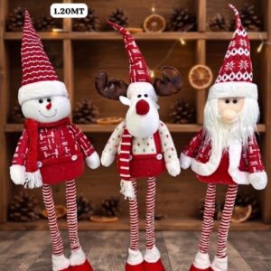 FAMILIA PATILARGA 120CM (RENO, MUÑECO NIEVE, PAPA NOEL) L-3010
