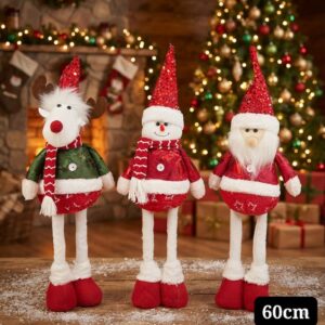 FAMILIA PATILARGA 60CM (RENO, MUÑECO NIEVE, PAPA NOEL) L-3011