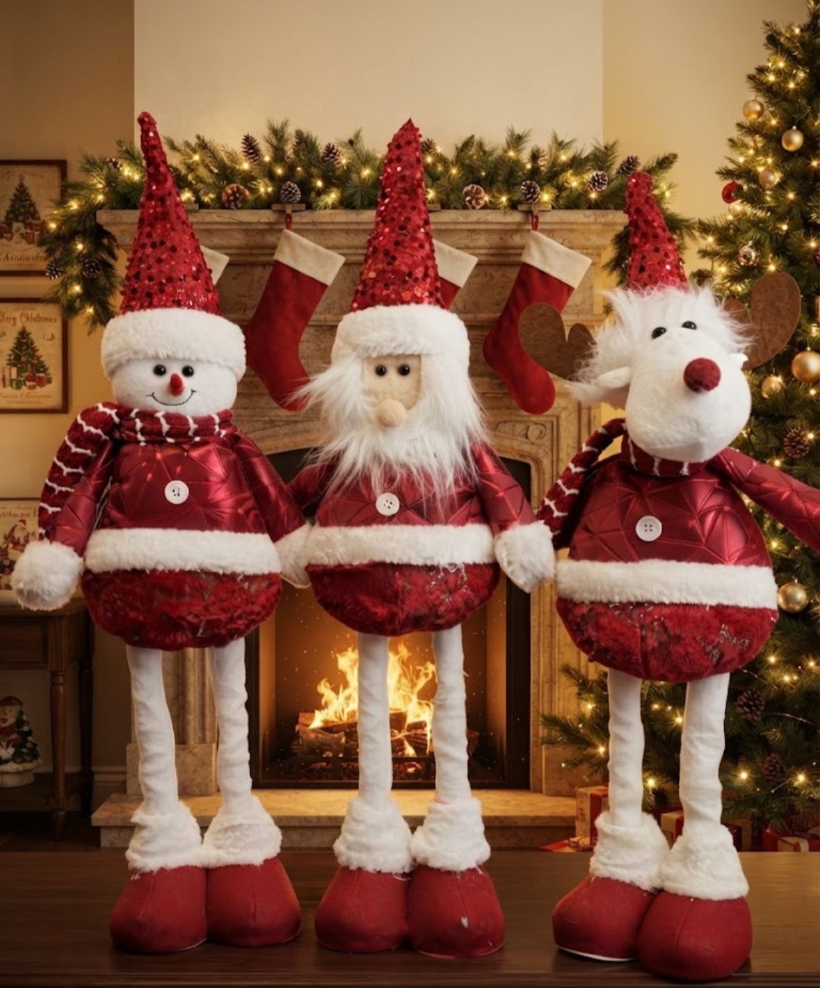 FAMILIA PATILARGA 60CM (RENO, MUÑECO NIEVE, PAPA NOEL) L-3011 - Imagen 3