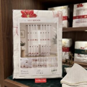 SET DE 2 CORTINAS NAVIDAD BORDADAS 140 X 230CM L-3104
