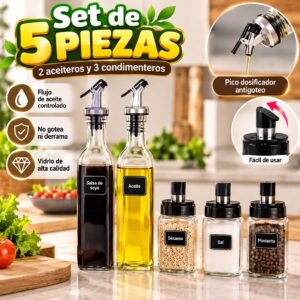 SET DE 2 ACEITEROS + CONDIMENTEROS L-3158